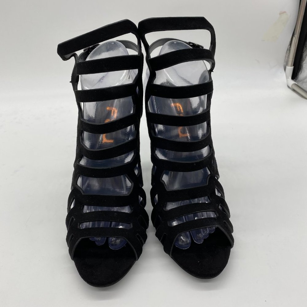 FSJ Black Slingback Sandal Gladiator Heel Sandals